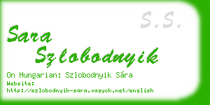 sara szlobodnyik business card