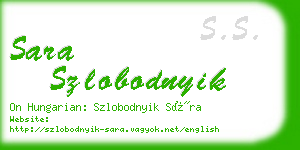 sara szlobodnyik business card